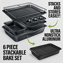 Granitestone 6-Piece Nonstick Stackable Bakeware Set, Gray