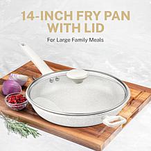 Granitestone Desert Beige 14'' Nonstick Fry Pan with Lid