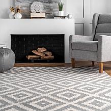 Gray Geometric Wool Rug