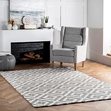 Gray Geometric Wool Rug