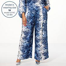 GREY by Jhoan Sebastian Grey Printed Satin Wide-Leg Trouser