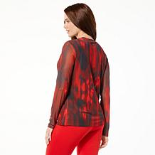 GREY by Jhoan Sebastian Grey Twisted Neck Mesh Top