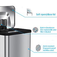 Halo 13 Gallon Step Pedal Trash Can with AbsorbX Odor Filter