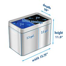 Halo 5.3-Gallon Dual Compartment Open Top Trash Can and Recycle Bin