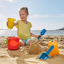 Hape 5-In-1 Beach Set - Kids Sand and Water Toys, Buckets and Shovels