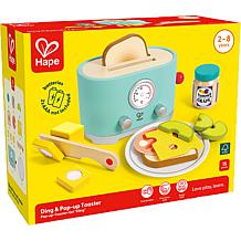 Hape: Ding & Pop-Up Toaster - 15pc Teal Wooden Food Playset