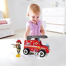 Hape Fire Truck Playset - Wooden Fire Engine with Action Figure