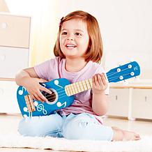 Hape Kid's Wooden Toy Ukulele - 21in Musical Instrument - Blue Dot