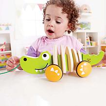 Hape Walk-A-Long Croc, Green, Wooden Toddler Pull Along Toy