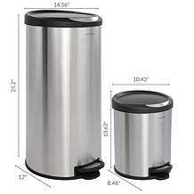 happimess Oscar 8-Gallon Stainless Steel/Black Trash Can with Mini Can