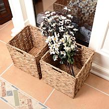 Hastings Home 12" Square Handmade Twisted Wicker Storage Bin 2-Pack