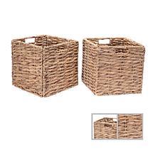 Hastings Home 12" Square Handmade Twisted Wicker Storage Bin 2-Pack