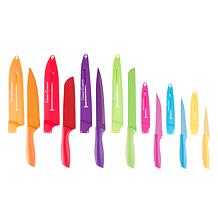 Hastings Home 14-Piece Colored Knife Set with Sheaths, Pro Grade