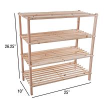 Hastings Home 4-Tier Blonde Wood Shoe Rack