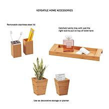 Hastings Home 5-Piece Bamboo Bathroom Décor Set - Brown