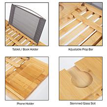 Hastings Home Bamboo Bath Caddy - Natural Wood Bathtub Tray