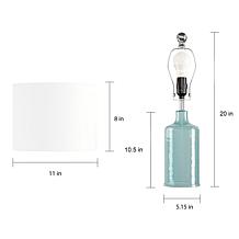 Hastings Home Blue Glass Lamp and Shade with LED Bulb - Blue