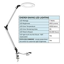 Hastings Home Clamp-On Architect Lamp w/ Dimmable LED - Silver