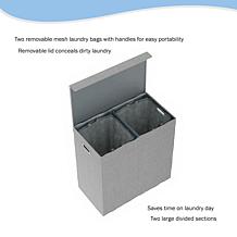 Hastings Home Double Laundry Hamper with Lid and Removable Liner Bags