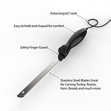 Hastings Home Electric Carving Knife w 8" Serrated Stainless Blade