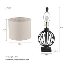 Hastings Home Iron Sphere Cage Lamp 2-Pack - Black