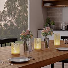 Hastings Home LED Candles with Remote Control Set of 3 - Ivory
