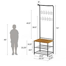 Hastings Home Metal Entryway Storage Rack with Bench - Black & Brown
