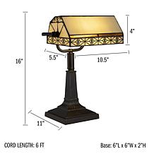 Hastings Home Tiffany Style Bankers LED Desk Lamp - Brown & Yellow