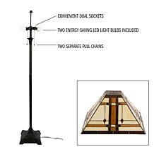 Hastings Home Tiffany Style Dual Light LED Floor Lamp - Multicolor