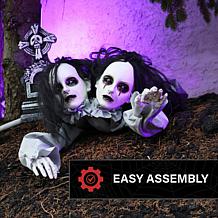Haunted Hill Farm 0.8-Ft. Crawling Double Head Girl Animatronic