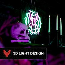 Haunted Hill Farm 0.9-Ft. Neon Pink & Green LED Spider with Web Wal...
