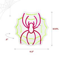 Haunted Hill Farm 0.9-Ft. Neon Pink & Green LED Spider with Web Wal...