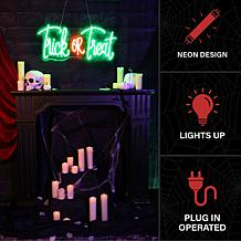 Haunted Hill Farm 1-Ft. Neon Green & Red LED Trick or Treat Wall De...