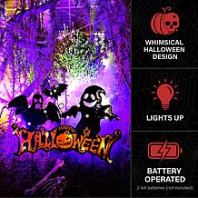 Haunted Hill Farm 1.7-Ft. LED Black Happy Halloween Sign with Ghost...