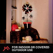 Haunted Hill Farm 2-Ft. LED Metal Flower in Pot Decoration with Sta...