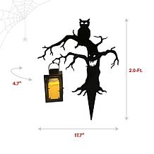 Haunted Hill Farm 2-Ft. LED Metal Spooky Tree with Owl & Lantern fo...