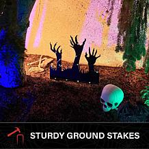 Haunted Hill Farm 2-Ft. LED Metal Zombie Hands Coming From Ground D...