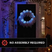 Haunted Hill Farm 2-Ft. Lighted Black & White Ghost Wreath for Indo...