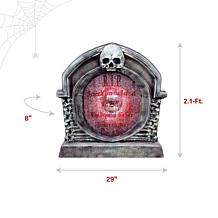 Haunted Hill Farm 2.1-Ft. Pushout Skull Tombstone Animatronic