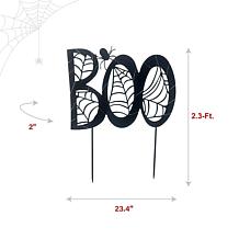 Haunted Hill Farm 2.3-Ft. LED Metal “Boo” Decoration with Stake for...