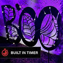 Haunted Hill Farm 2.3-Ft. LED Metal “Boo” Decoration with Stake for...