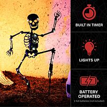 Haunted Hill Farm 2.3-Ft. LED Metal Skeleton Decoration with Stake ...