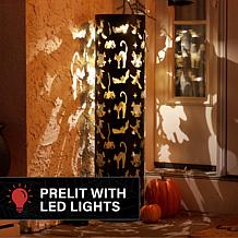 Haunted Hill Farm 2.7-Ft. Decorative Metal Pillar Lantern with Cat ...