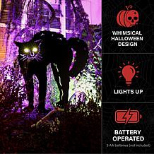 Haunted Hill Farm 3-Ft. Metal Black Cat Decoration with LED Eyes fo...