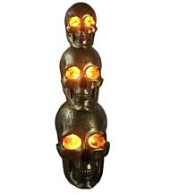 Haunted Hill Farm 3' Golden Skull Stack Pre-lit LED Resin Figurine  