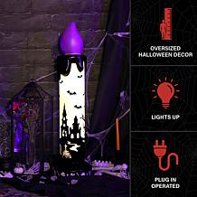 Haunted Hill Farm 3.3-Ft. LED Flicker Wick Halloween Candle Blow Mo...