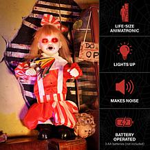 Haunted Hill Farm 3.3-Ft. Standing Animated Girl with Umbrella Anim...