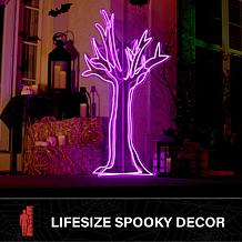 Haunted Hill Farm 3.7-Ft. Neon Purple LED 3D Ghost Tree Decoration ...