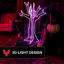 Haunted Hill Farm 3.7-Ft. Neon Purple LED 3D Ghost Tree Decoration ...
