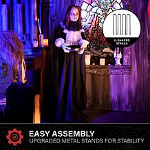 Haunted Hill Farm 5.3-Ft. Standing Animated Creepy Lady Holding Pla...